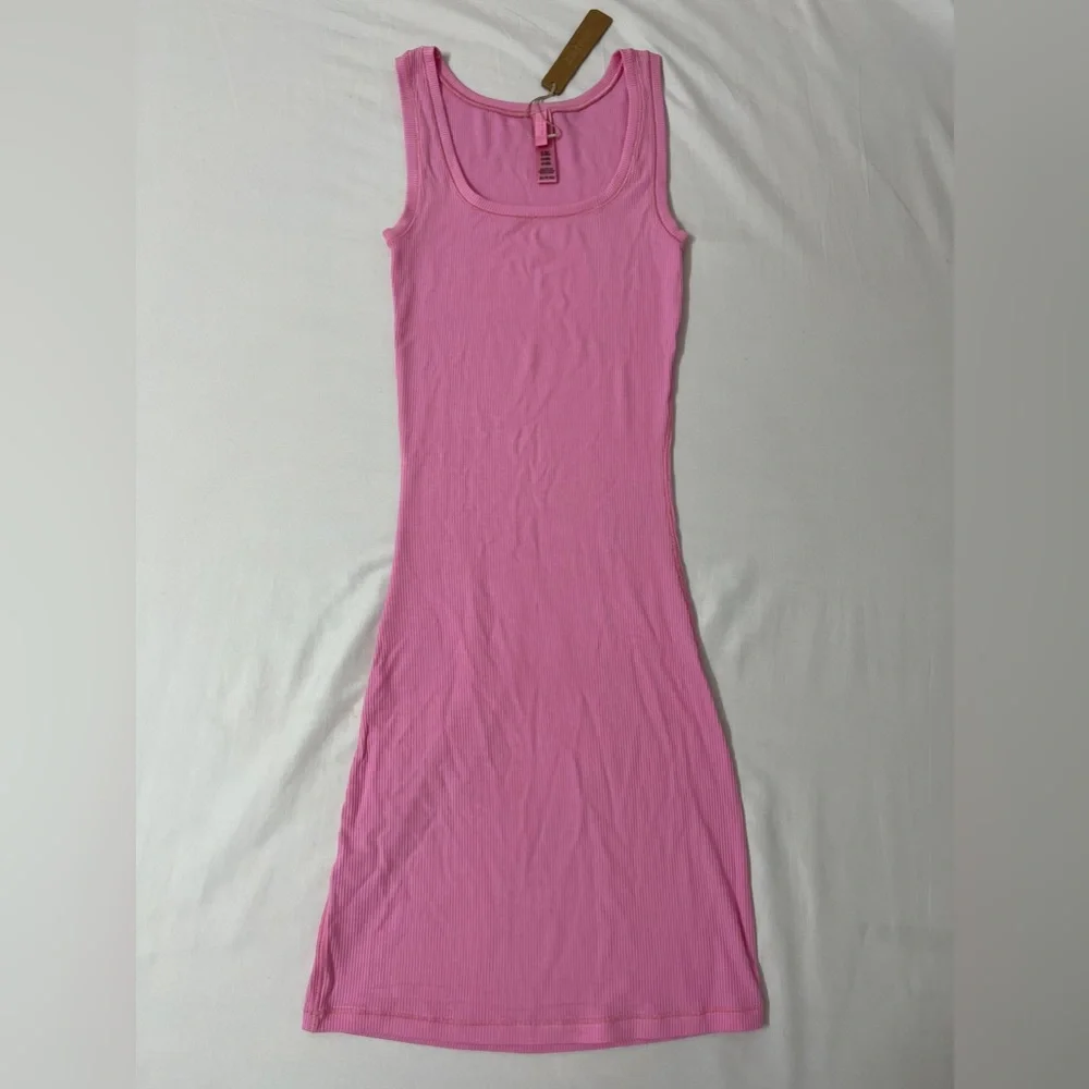 SKIMS Soft Lounge Scoop Tank Bodycon Mini Dress Pink - Picture 2 of 3